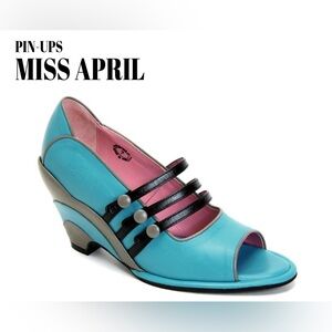 Miss April Fluevog Pinup Open Toe Sandals Teal Size 11